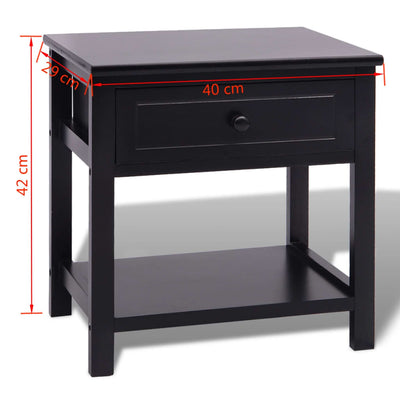 Bedside Cabinet Wood Black