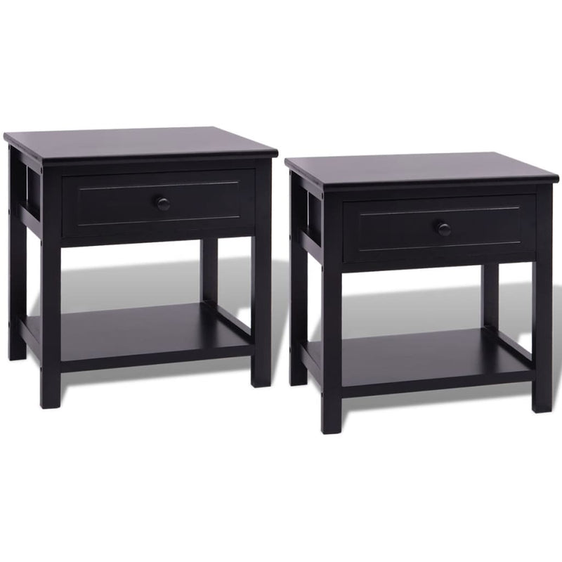 Bedside Cabinets 2 pcs Wood Black