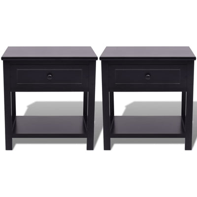 Bedside Cabinets 2 pcs Wood Black