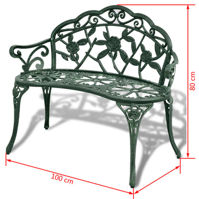 Garden Bench 100 cm Cast Aluminium Green