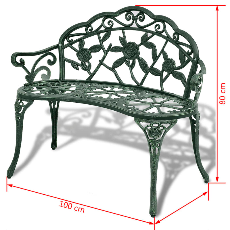 Garden Bench 100 cm Cast Aluminium Green