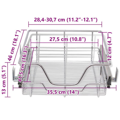 Pull-Out Wire Baskets 2 pcs Silver 400 mm