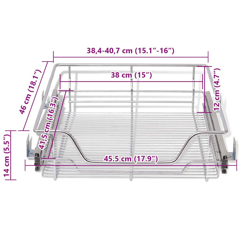 Pull-Out Wire Baskets 2 pcs Silver 500 mm