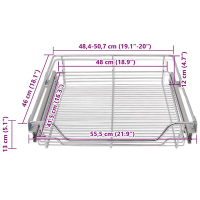 Pull-Out Wire Baskets 2 pcs Silver 600 mm