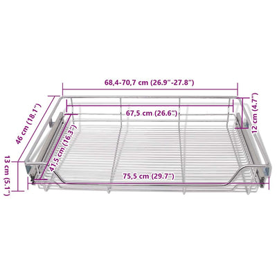 Pull-Out Wire Baskets 2 pcs Silver 800 mm