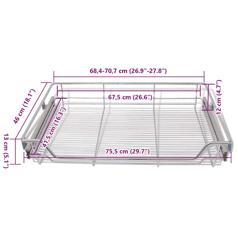 Pull-Out Wire Baskets 2 pcs Silver 800 mm