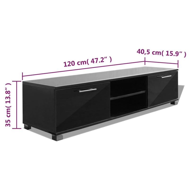 TV Cabinet High-Gloss Black 120x40.5x35 cm