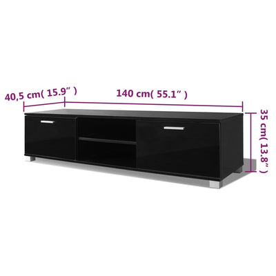 TV Cabinet High-Gloss Black 140x40.5x35 cm