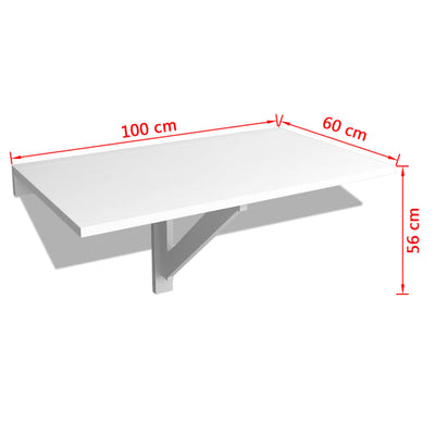 Folding Wall Table White 100x60 cm