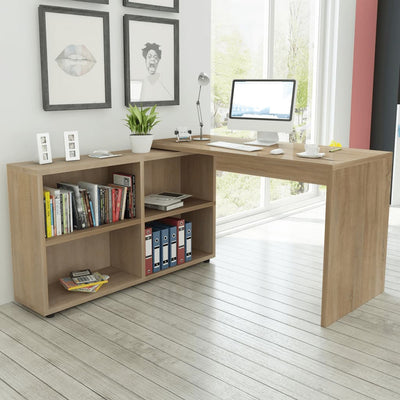 Corner Desk 4 Shelves Oak