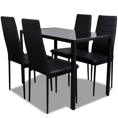 Five Piece Dining Table Set Black