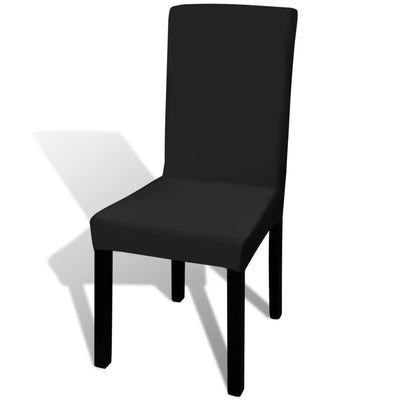 Straight Stretchable Chair Cover 4 pcs Black