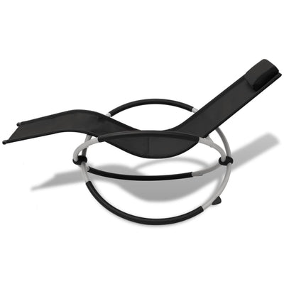 Outdoor Geometrical Sun Lounger Steel Black and Grey