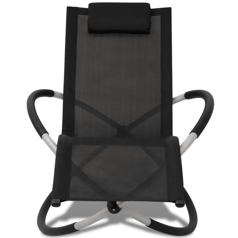 Outdoor Geometrical Sun Lounger Steel Black and Grey