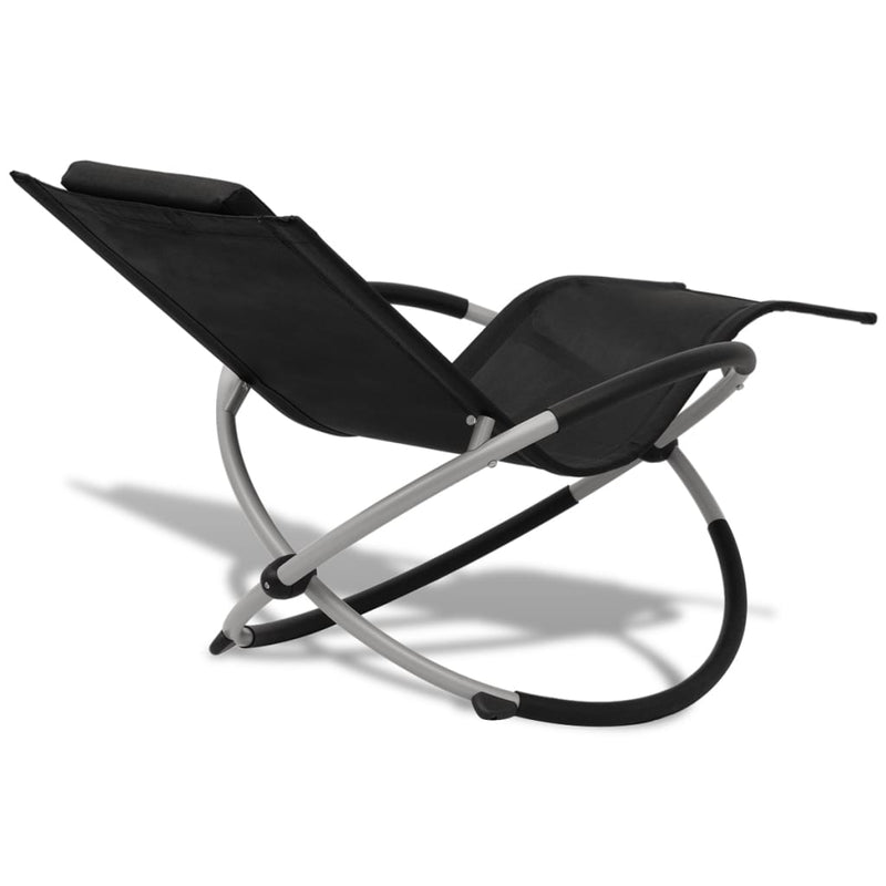 Outdoor Geometrical Sun Lounger Steel Black and Grey