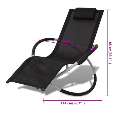 Outdoor Geometrical Sun Lounger Steel Black and Grey