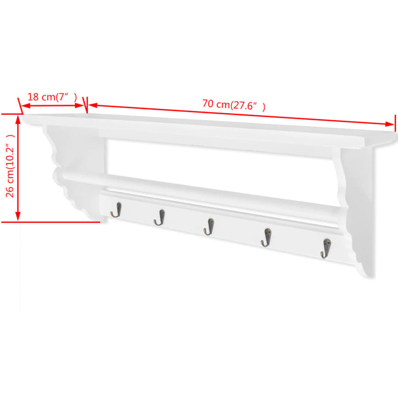 Coat Rack MDF White Baroque Style