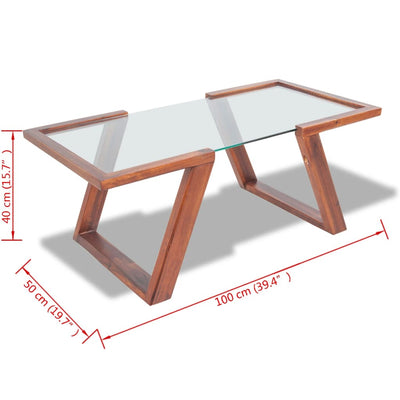 Coffee Table Solid Acacia Wood Brown 100x50x40 cm