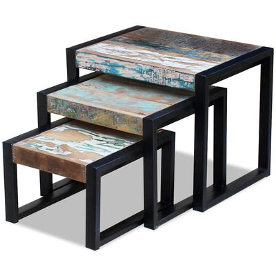 Three Piece Nesting Tables Solid Reclaimed Wood