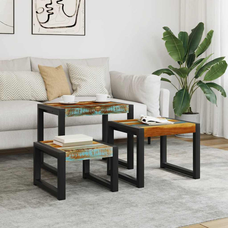 Three Piece Nesting Tables Solid Reclaimed Wood