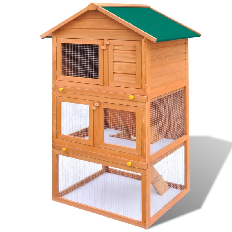 Outdoor Rabbit Hutch Wooden Cage 3 Layers