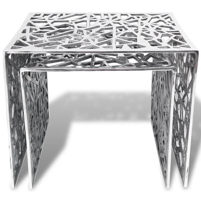 Two Piece Side Tables Square Aluminium Silver