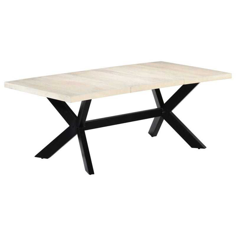 Dining Table White 200x100x75 cm Solid Mango Wood