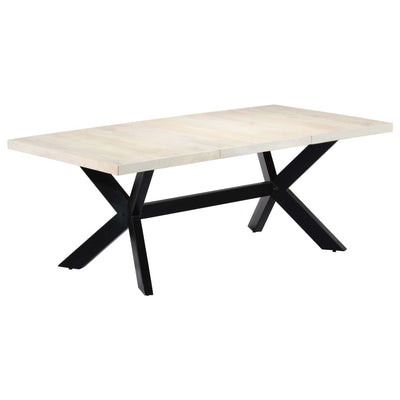 Dining Table White 200x100x75 cm Solid Mango Wood