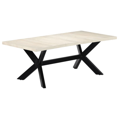 Dining Table White 200x100x75 cm Solid Mango Wood