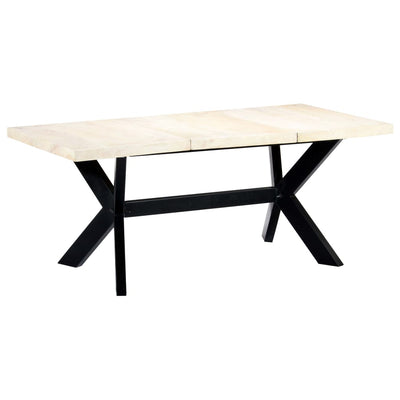 Dining Table White 180x90x75 cm Solid Mango Wood