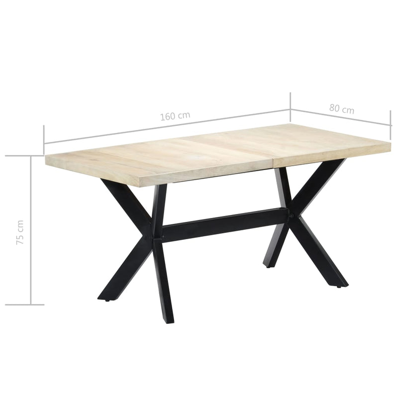 Dining Table White 160x80x75 cm Solid Mango Wood