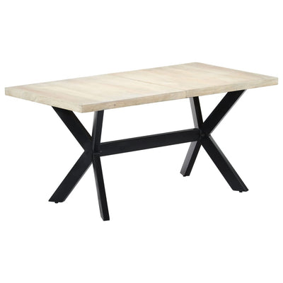 Dining Table White 160x80x75 cm Solid Mango Wood