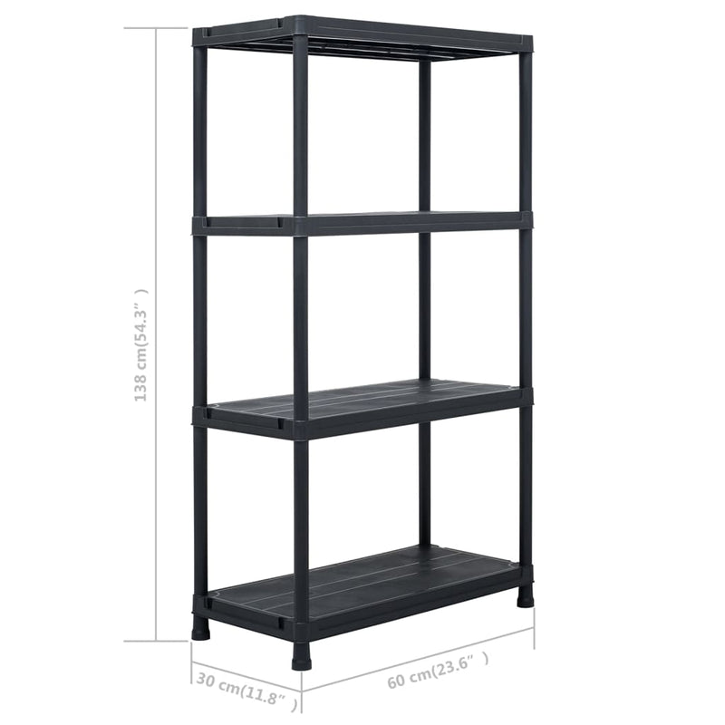 Storage Shelf Rack Black 100 kg 60x30x138 cm Plastic