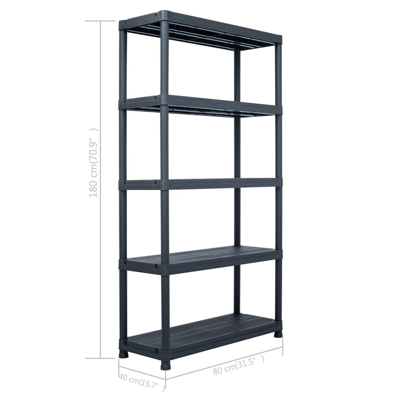 Storage Shelf Rack Black 250 kg 80x40x180 cm Plastic