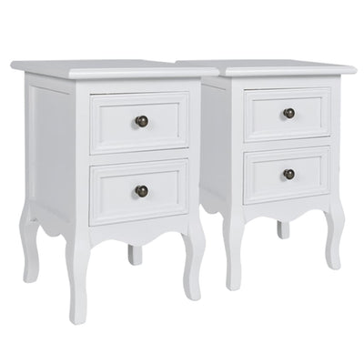 Nightstands 4 pcs with 2 Drawers MDF White