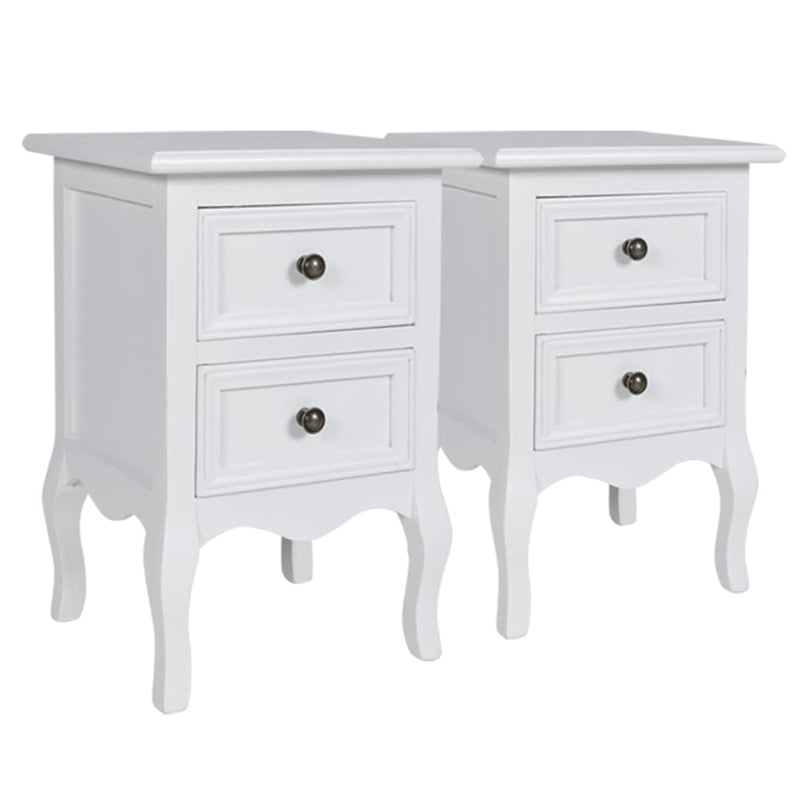 Nightstands 4 pcs with 2 Drawers MDF White