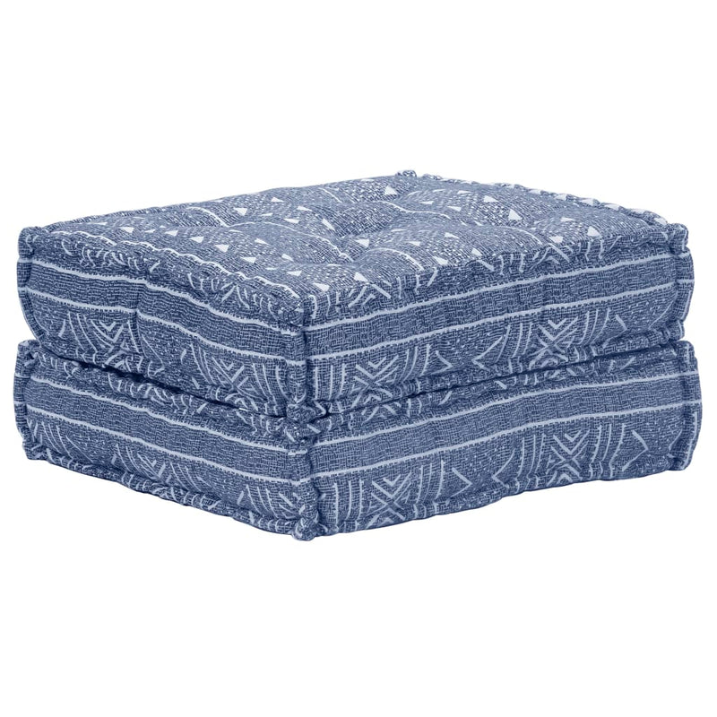 2-Seater Modular Pouffe Indigo Fabric