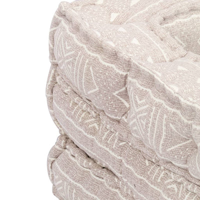 Single Modular Pouffe Beige Fabric