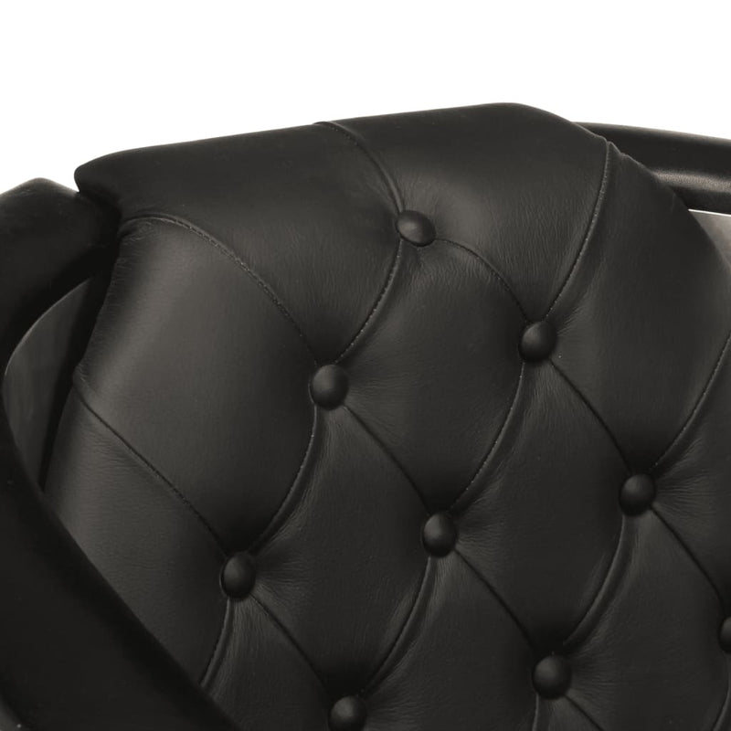 Aviator Armchair Black Real Leather