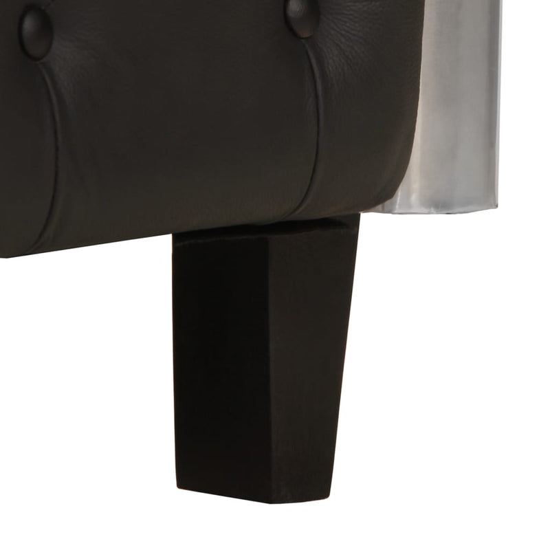 Aviator Armchair Black Real Leather