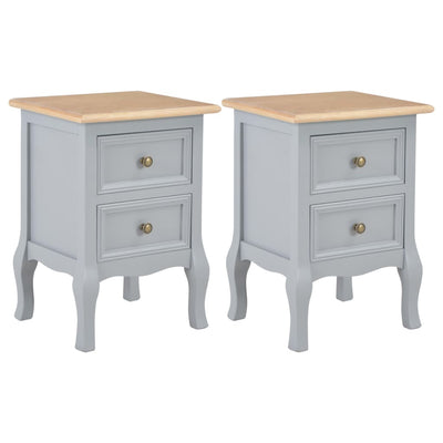 Bedside Cabinets 2 pcs Grey 35x30x49 cm MDF