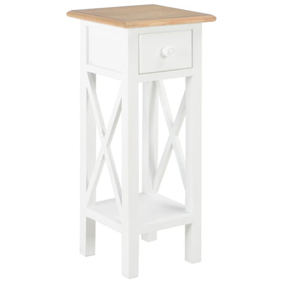 Side Table White 27x27x65.5 cm Wood