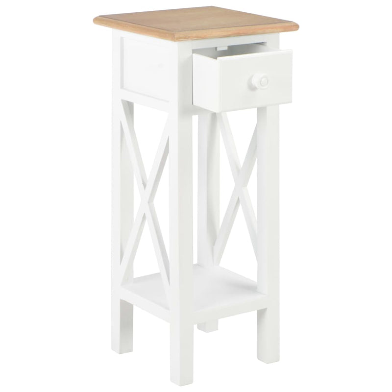 Side Table White 27x27x65.5 cm Wood