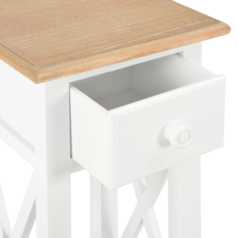 Side Table White 27x27x65.5 cm Wood