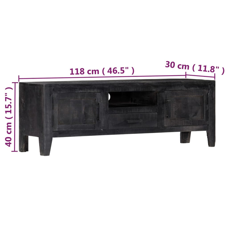 TV Cabinet Black 118x30x40 cm Solid Mango Wood