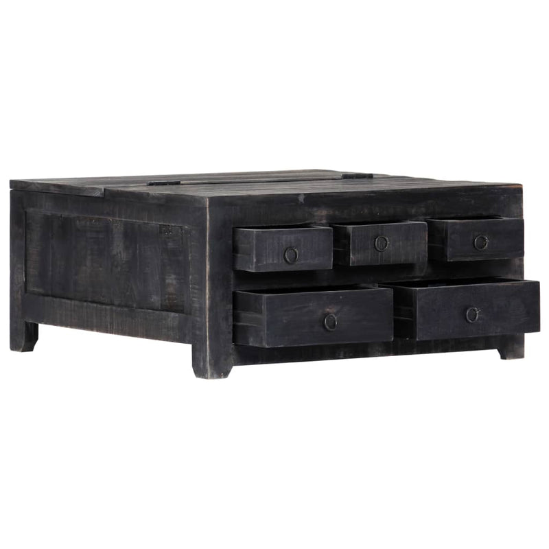 Coffee Table Black 65x65x30 cm Solid Mango Wood