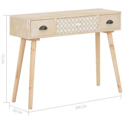 Console Table with 3 Drawers 100x30x73 cm Solid Pinewood