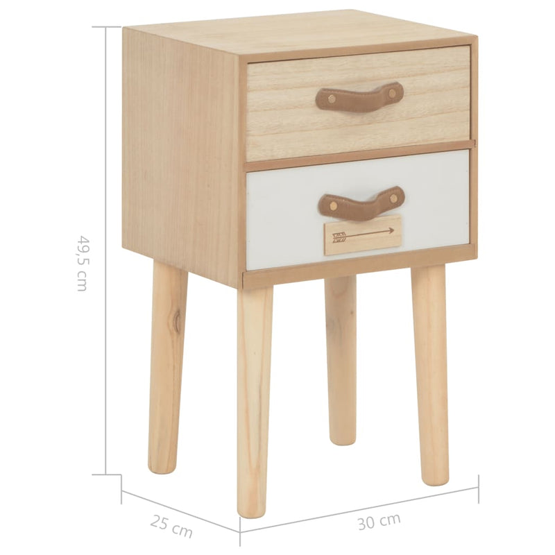 Bedside Cabinet with 2 Drawers 30x25x49.5 cm Solid Pinewood