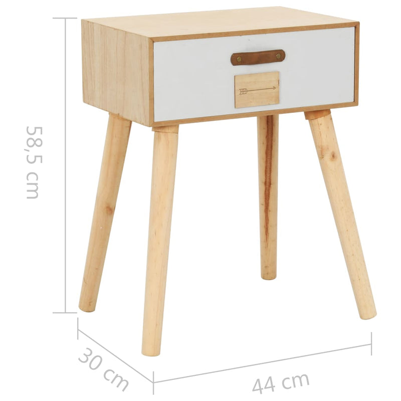 Bedside Table with a Drawer 44x30x58.5 cm Solid Pinewood