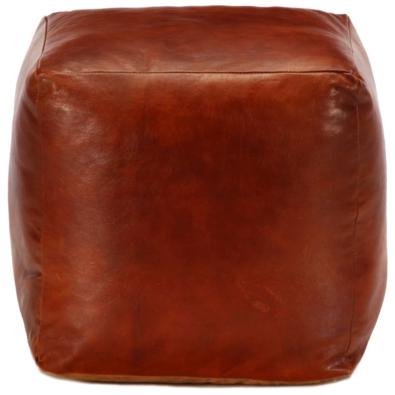 Pouffe Tan 40x40x40 cm Genuine Goat Leather